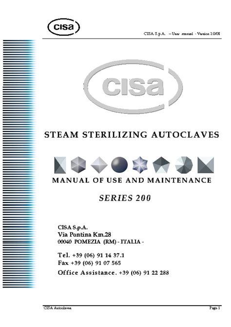 autoclave cisa 250 service manual|cisa steam autoclave manual.